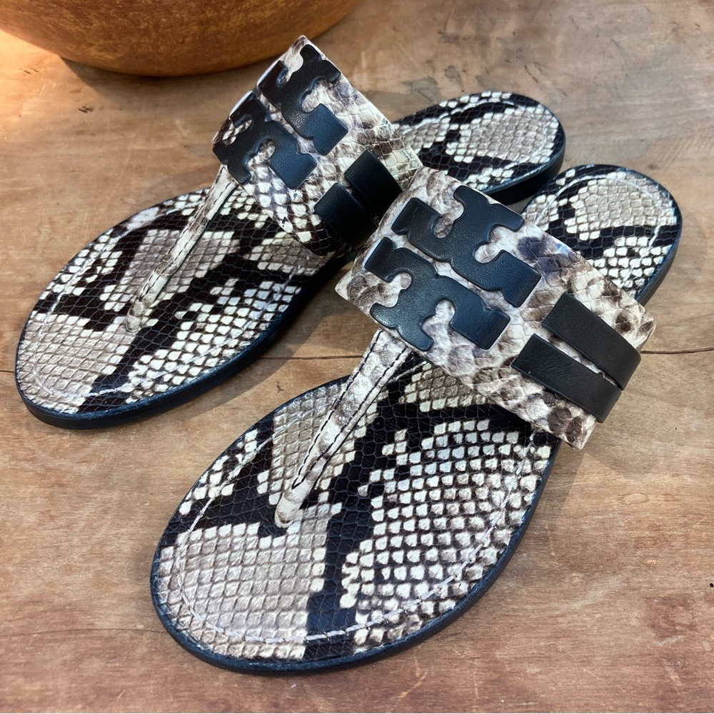 Tory Burch Miller Sandal thong flats snake‎ print size 5